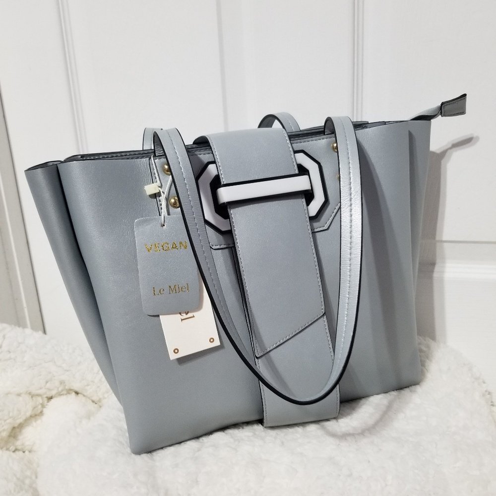 Le Miel Baby Blue/Gray Vegan Shoulder Bag